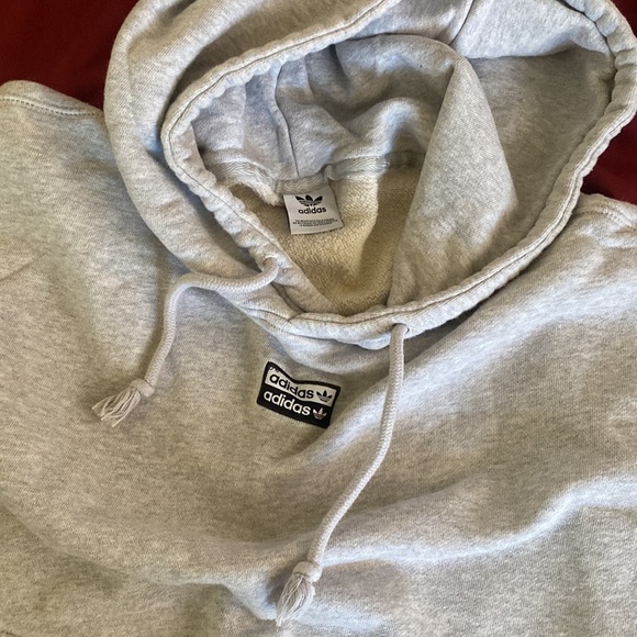 Grey Adidas Semi Cropped Street style Hoodie Pullover Sweater/Sweatshirt - Picture 3 of 3